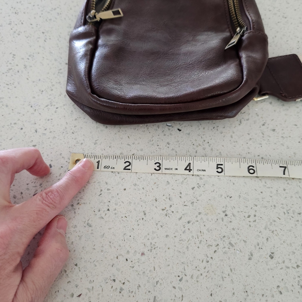 Brown Crossbody Sling Bag with Patterned Strap New Without Tag - Picture 11 of 13